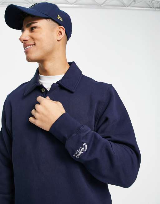 Sudadera azul marino con cuello tipo polo de Jack & Jones Originals 