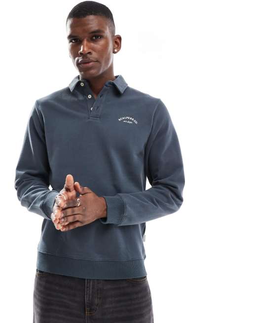 Sudadera azul marino con cuello tipo polo de Scalpers