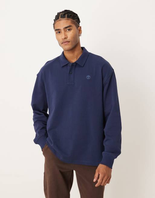 Sudadera azul marino con cuello tipo polo de Timberland