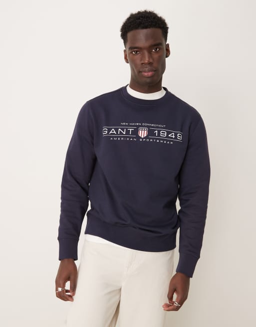 Sudadera azul marino con logo de escudo en el pecho 1949 de GANT
