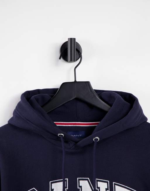 Sudadera azul marino con logo grande estampado de estilo universitario y tigre de GANT, 3 de 4