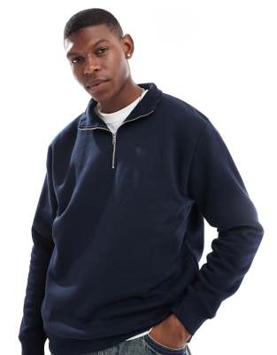 Sudadera azul marino con media cremallera de Don't Think Twice