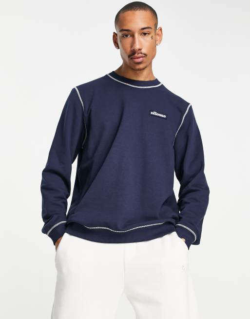 Sudadera azul marino con pespuntes a contraste de ellesse