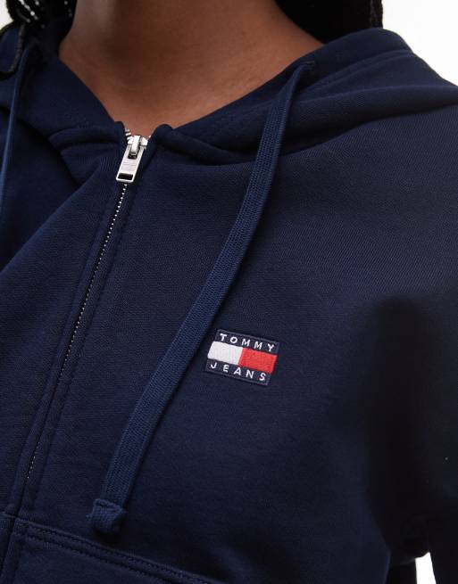 Sudadera azul marino de corte cuadrado con capucha y cremallera de Tommy Jeans, 2 de 4