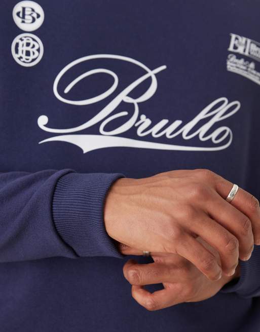 Sudadera azul marino de corte estándar con estampado deportivo en el pecho de ASOS DESIGN, 5 de 5