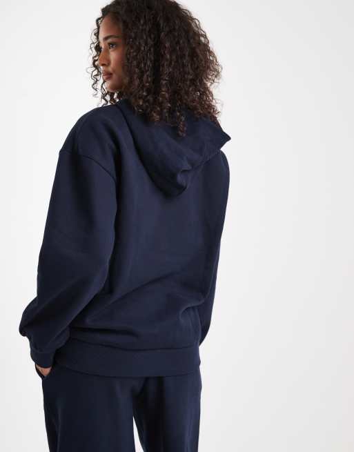 Sudadera azul marino extragrande con capucha de Miss Selfridge, 4 de 4