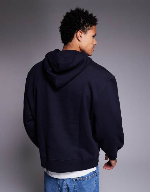 Sudadera azul marino extragrande con capucha de tejido grueso de 400 g/m² premium de ASOS DESIGN, 3 de 5