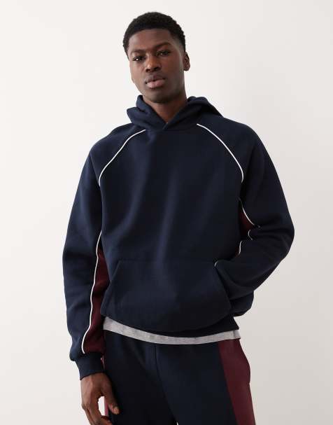 Sudadera azul marino extragrande con capucha y diseño de paneles de ASOS DESIGN (parte de un conjunto) - view 1