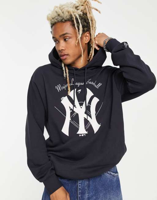 Sudadera azul marino extragrande con capucha y dise o flocado de los New York Yankees exclusiva en ASOS de New Era