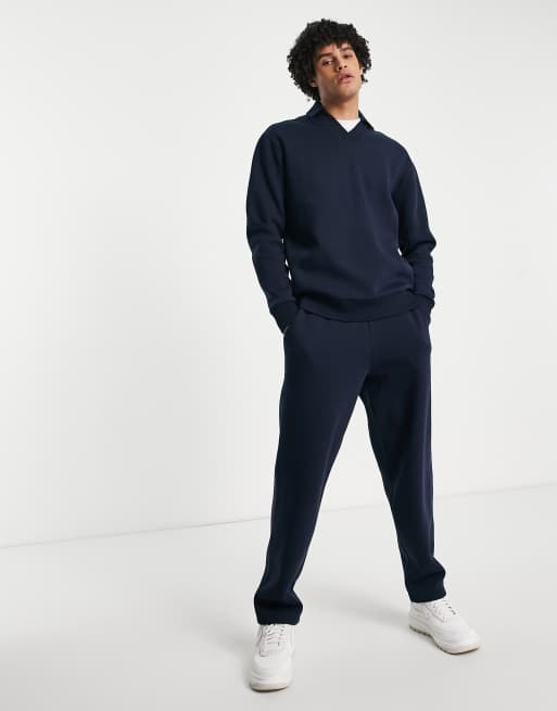 Sudadera azul marino extragrande con cuello de pico de ASOS DESIGN (parte de un conjunto) , 2 de 4
