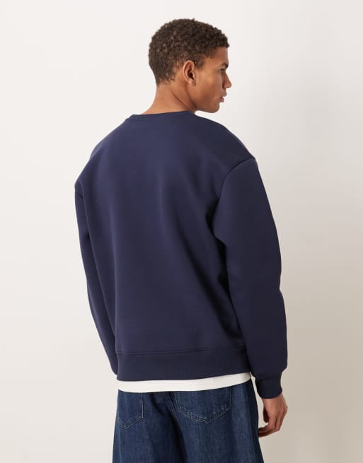 Sudadera azul marino extragrande con cuello redondo de tejido grueso efecto neopreno de ASOS DESIGN, 3 de 5