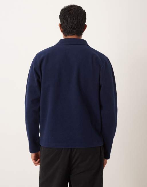 Sudadera azul marino holgada con bajo sobrehilado de tejido efecto lana de ASOS DESIGN, 3 de 5