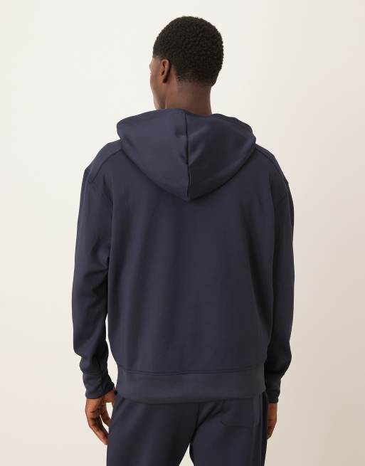 Sudadera azul marino holgada con capucha de tejido grueso efecto neopreno de ASOS DESIGN (parte de un conjunto), 3 de 5