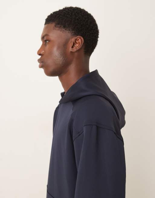 Sudadera azul marino holgada con capucha de tejido grueso efecto neopreno de ASOS DESIGN (parte de un conjunto), 4 de 5