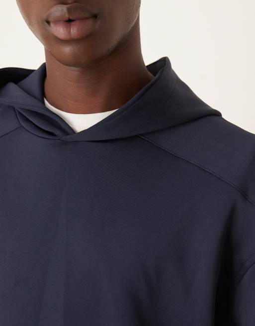 Sudadera azul marino holgada con capucha de tejido grueso efecto neopreno de ASOS DESIGN (parte de un conjunto), 5 de 5