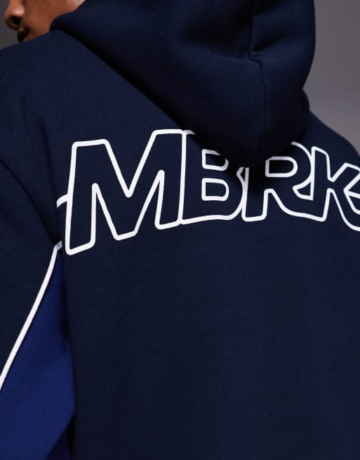 Sudadera azul marino holgada con capucha, ribetes y detalle estampado de ASOS DESIGN, 5 de 5