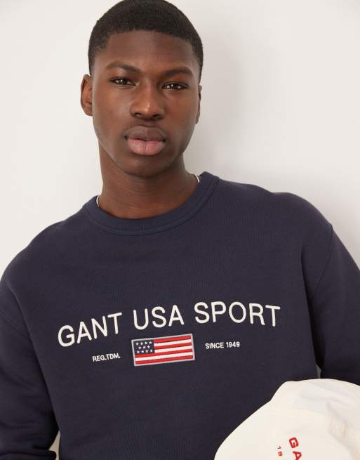 Sudadera azul marino holgada con logo bordado "USA Sport" de GANT, 3 de 4