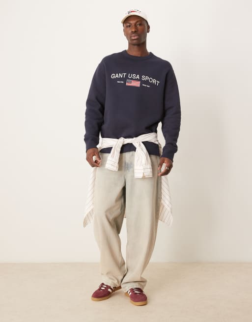 Sudadera azul marino holgada con logo bordado "USA Sport" de GANT, 4 de 4