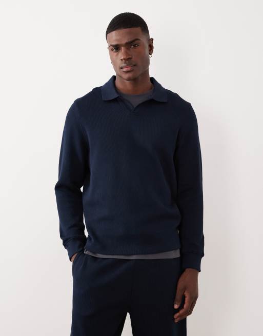 Sudadera azul marino tipo polo de ASOS DESIGN