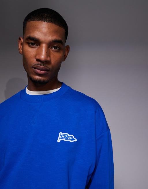Sudadera azul medio de corte suelto de Hugo Blue, 3 de 5