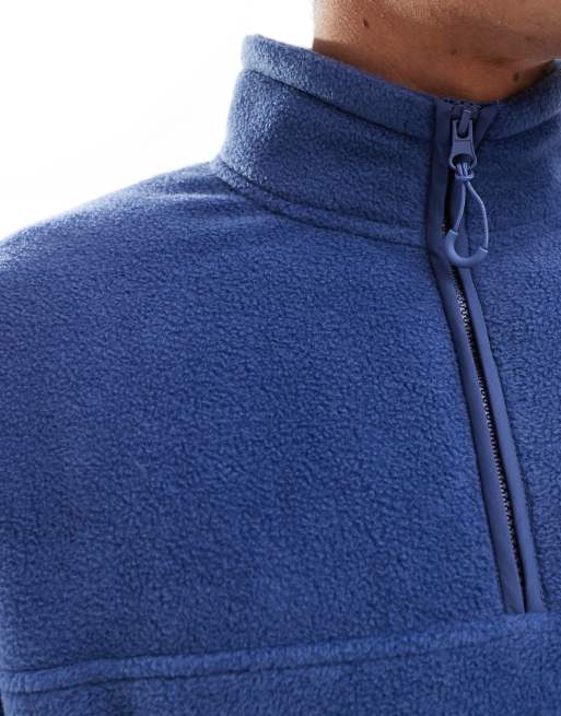 Sudadera azul oscuro holgada con cremallera corta de felpa de ASOS DESIGN, 4 de 4