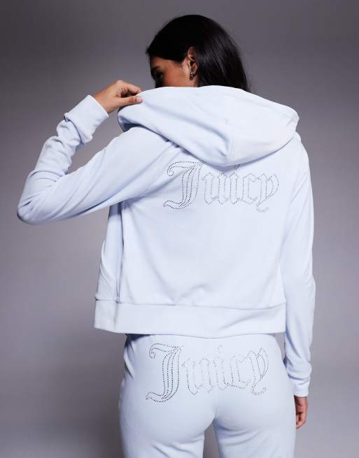 Sudadera azul pastel con capucha y cremallera de velour Madison de Juicy Couture (parte de un conjunto), 3 de 4