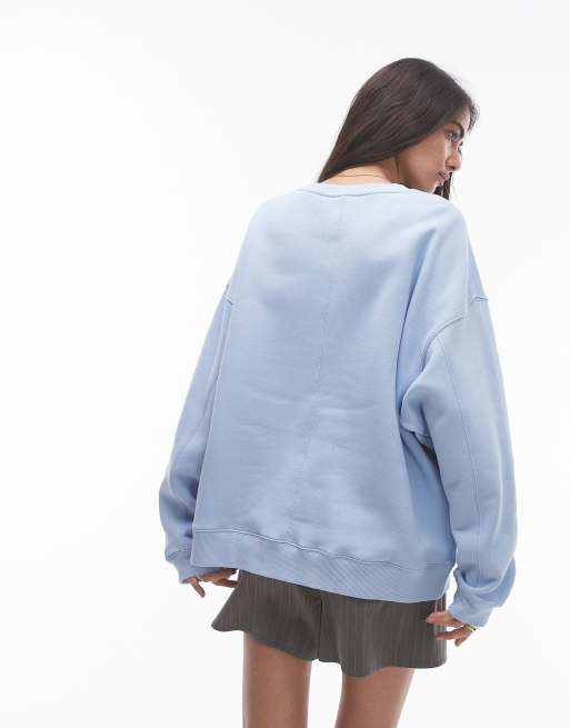 Sudadera azul pastel con detalle de costuras premium de Topshop, 4 de 4