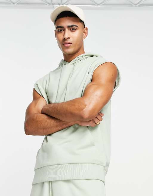 Sudadera azul pastel extragrande con capucha sin mangas de ASOS DESIGN (parte de un conjunto)