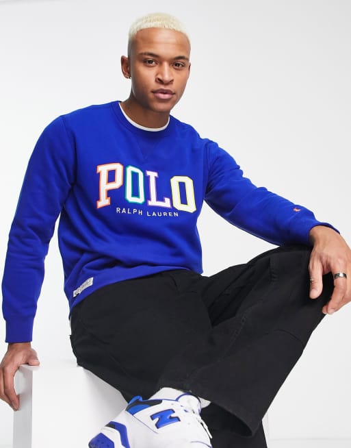 Sudadera azul real con logo degradado de felpa de Polo Ralph Lauren