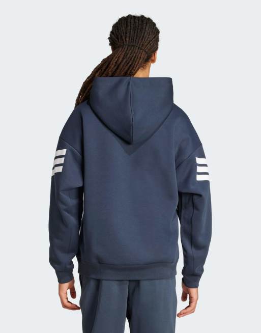 Sudadera azul tinta aurora con capucha y detalle de 3 rayas Future Icons de adidas Performance, 2 de 5