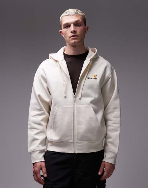 Sudadera beis con capucha, cremallera y logo de texto American de Carhartt WIP - view 1