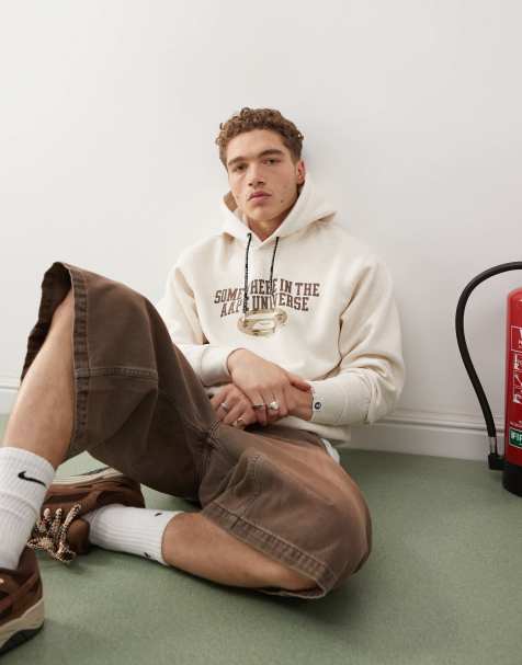 Sudadera beis con capucha, logo y estampado trasero de AAPE BY A BATHING APE® - view 1