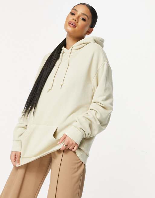 Sudadera beis con capucha, teñido natural y logo en el centro de Reebok, 4 de 4