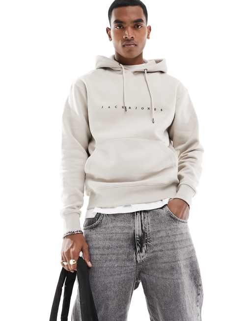Sudadera beis con capucha y logo de Jack & Jones