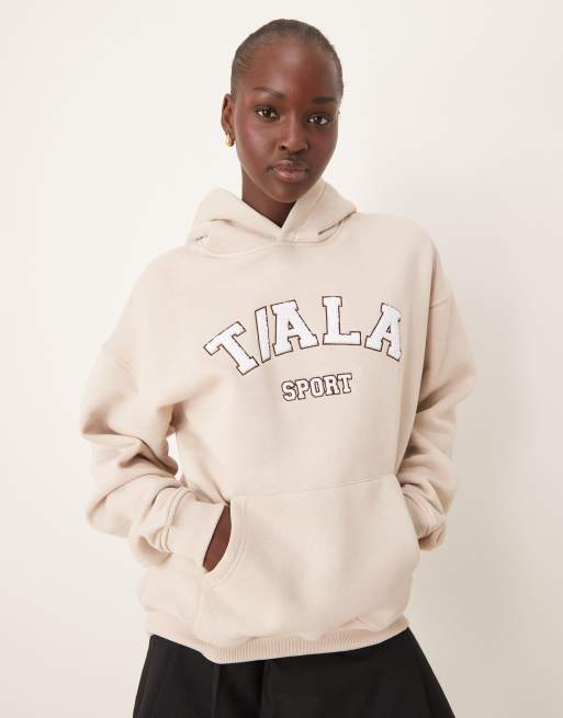 Sudadera beis con capucha y logo de Tala