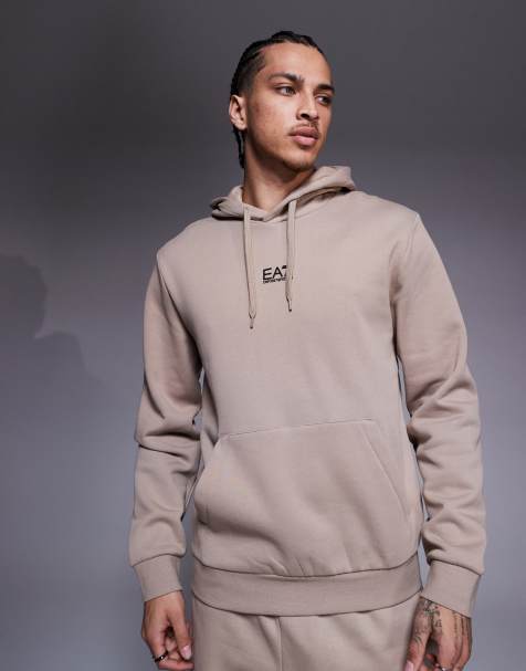 Sudadera beis con capucha y logo estampado en la parte central de Armani EA7 (parte de un conjunto) - view 1