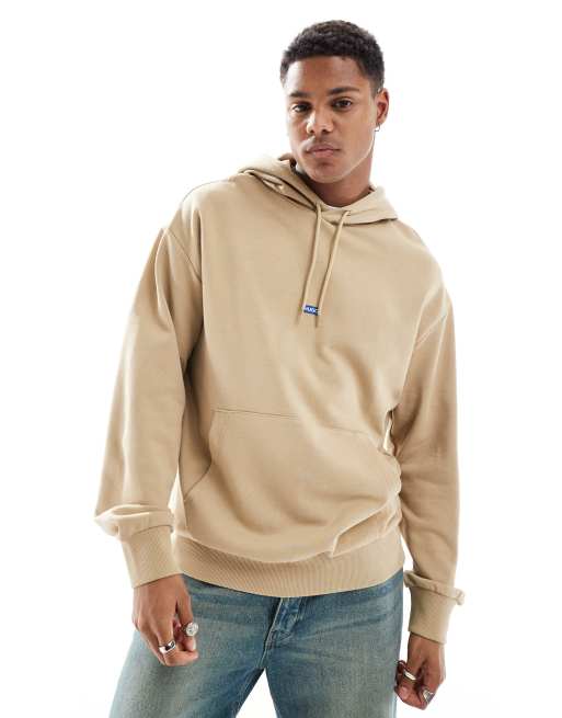 Sudadera beis con capucha y logo pequeño de HUGO BLUE