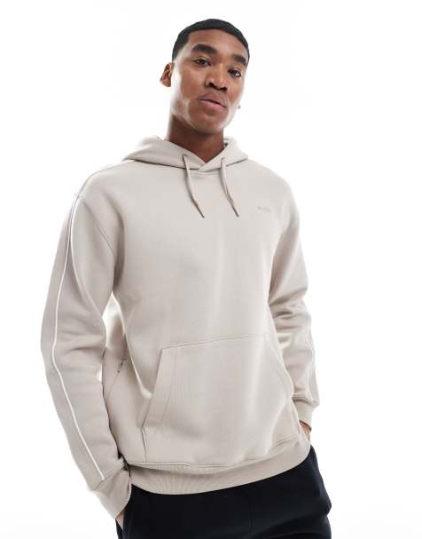 Sudadera beis con capucha y panel en contraste en las mangas de Hollister - view 1