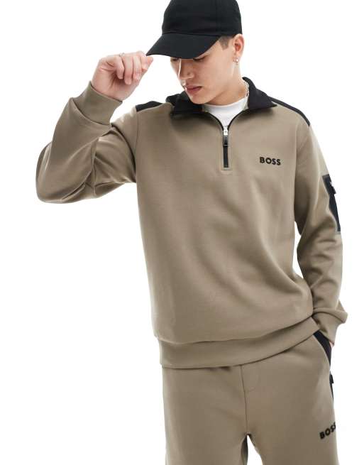 Sudadera beis con cremallera de BOSS Green