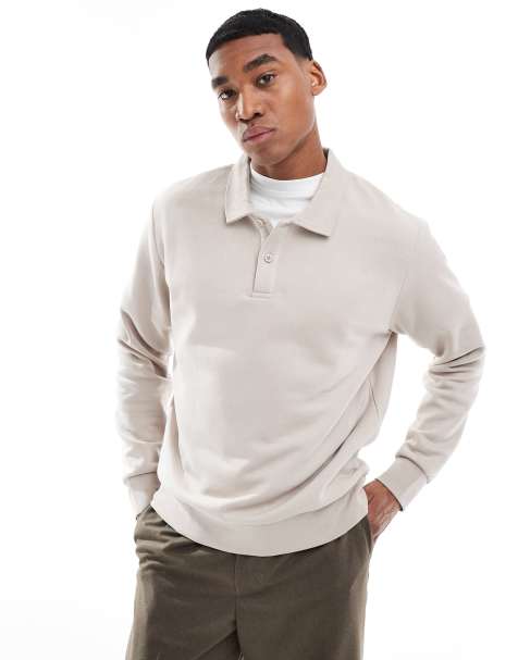 Sudadera beis con cuello tipo polo de Jack & Jones - view 1