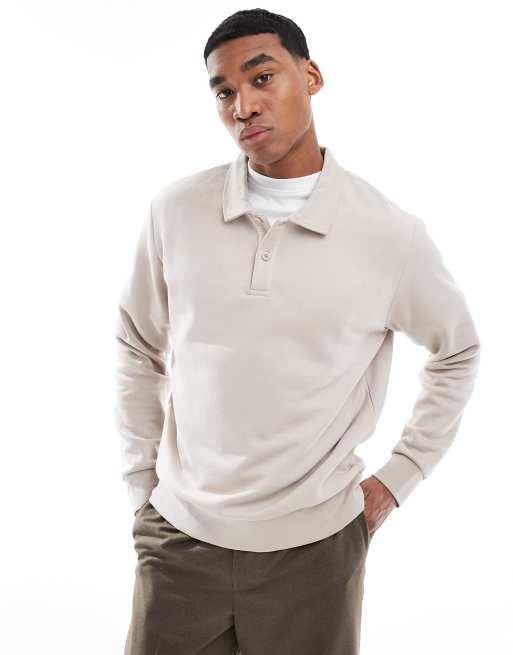 Sudadera beis con cuello tipo polo de Jack & Jones