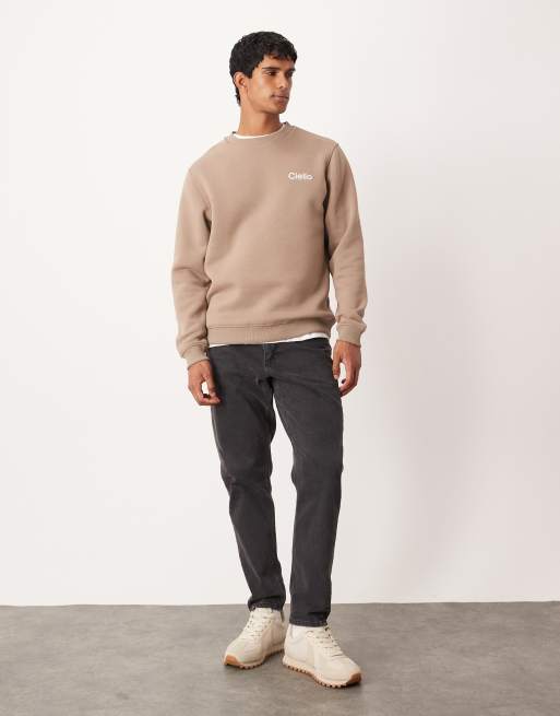 Sudadera beis con estampado en el pecho de ASOS DESIGN , 2 de 5