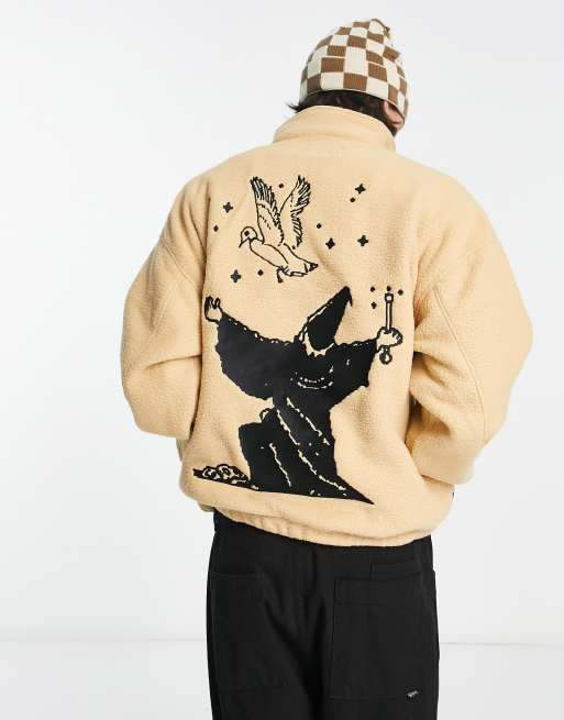 Sudadera beis con media cremallera de sherpa Pulp de Obey 