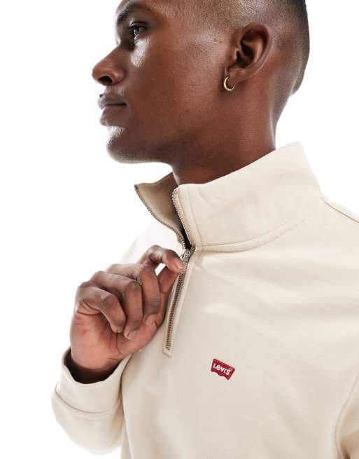 Sudadera beis con media cremallera y logo de ala de murciélago Original de Levi's, 3 de 4