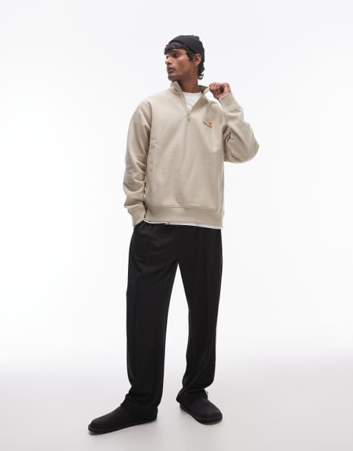 Sudadera beis con media cremallera y logo de texto American de Carhartt WIP, 2 de 4