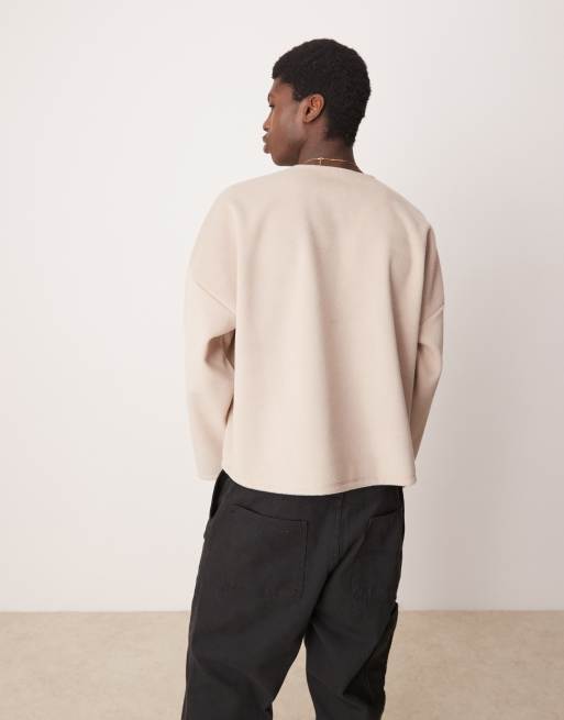 Sudadera beis de corte cuadrado ultragrande de felpa texturizada de ASOS DESIGN, 3 de 4