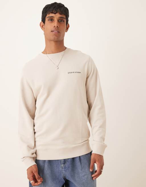 Sudadera beis de cuello redondo con bordados de tejido rizado de Lyle & Scott, 4 de 4