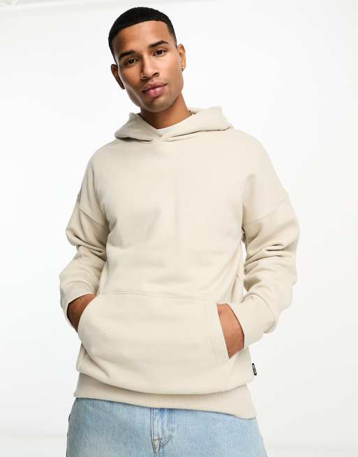 Sudadera beis extragrande con capucha de punto liso grueso de ONLY & SONS, 3 de 4