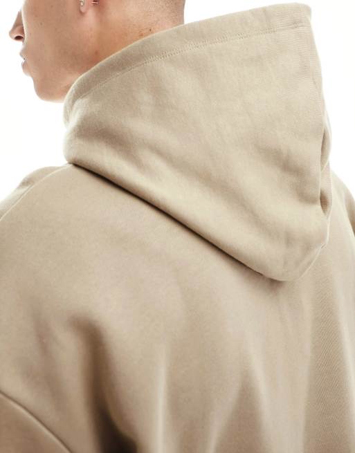 Sudadera beis extragrande con capucha de tejido grueso de 400 g/m2 premium de ASOS DESIGN, 3 de 4