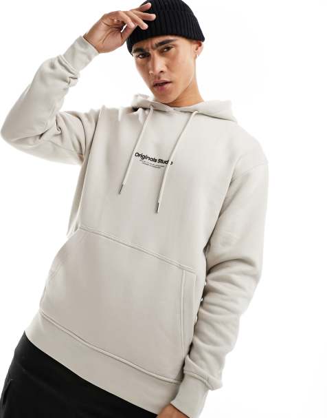 Sudadera beis extragrande con capucha y logo "Originals" de Jack & Jones - view 1